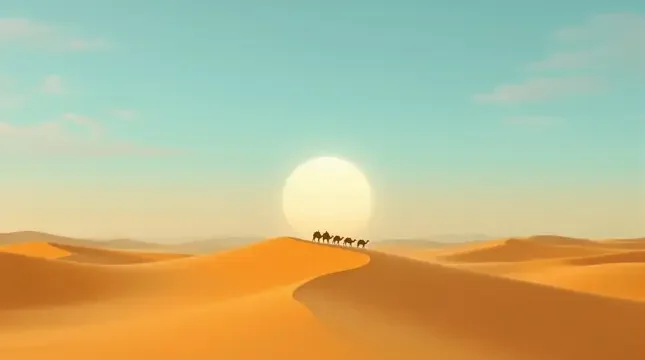 敦煌沙漠落日余晖
